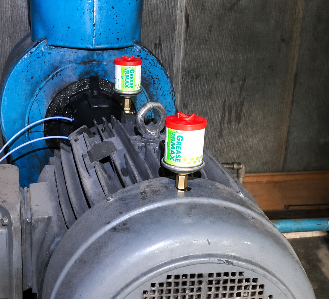 GreaseMax overcomes motor lubrication problems and works reliably in all conditions – hot, cold, wet, vibrating, and without maintenance or adjustment.