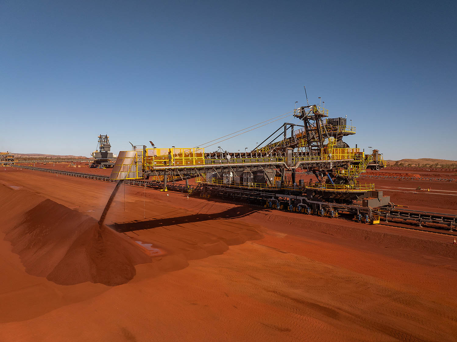 Onslow produced 7.8 million wet metric tonnes on a 100 per cent basis in the March quarter and shipped 7.2 million wet metric tonnes. Photo Credit: Mineral Resources Limited.
